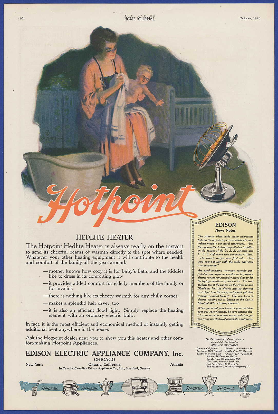 Vintage 1920 Hotpoint Hedlite Heater Appliance Edison Electric Print Ad 20 S Ebay