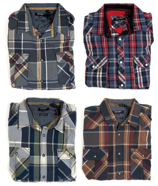 Point Zero Men's Woven Button-Down Shirt Long Sleeve Plaid Classic Fit ...