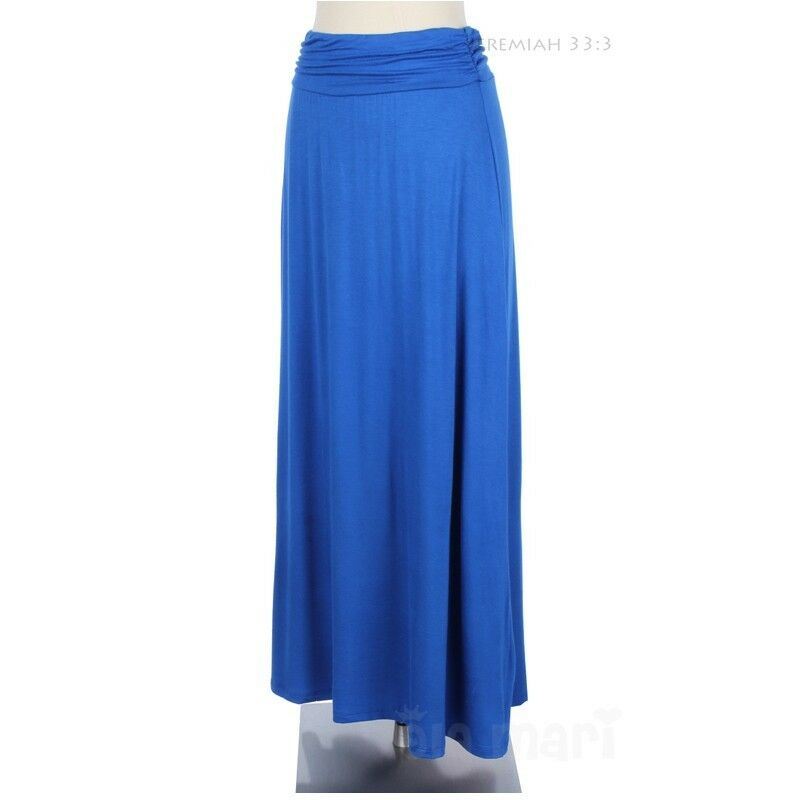 Ruched Waistband Solid Maxi Skirt Full Length Long Gorgeous Stylish ...