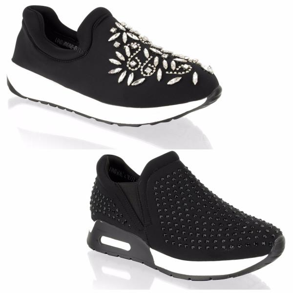 UK WOMENS LADIES DIAMANTE TRAINERS SPORTS RUNNING CASUAL PUMPS SHOES SIZE BOOTS
