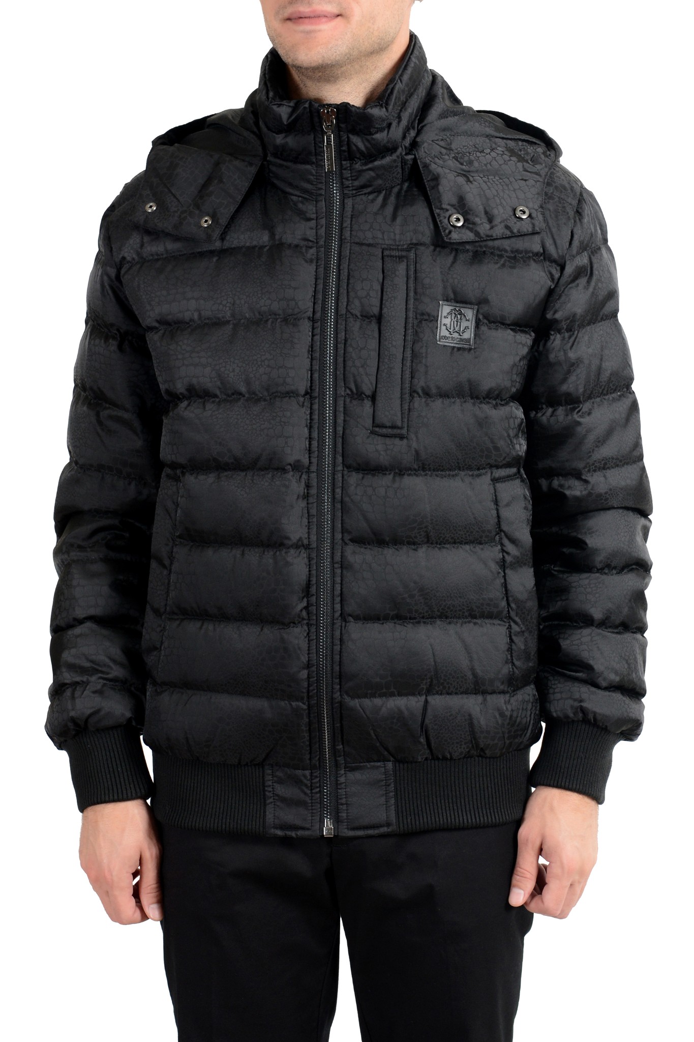 Roberto Cavalli Men's Down Black Full Zip Parka Hooded Jacket | eBay