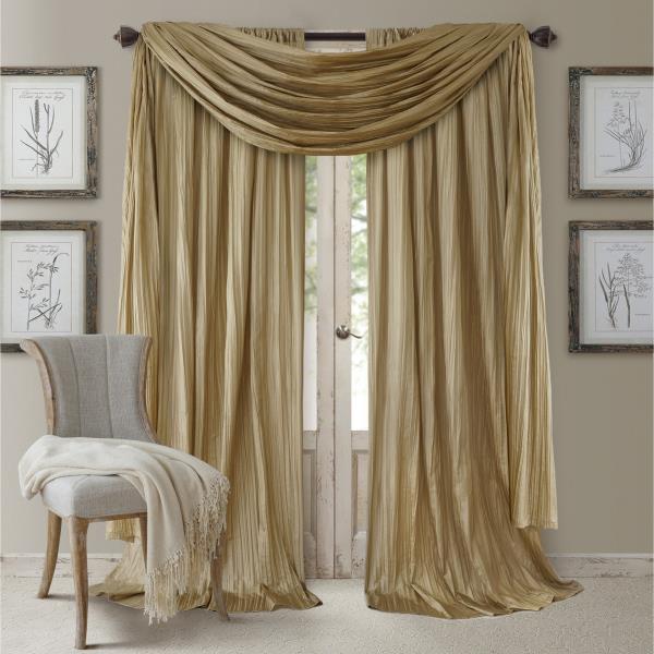 Set 2 Solid Gold Faux Silk Curtains, Gold Curtain Panels