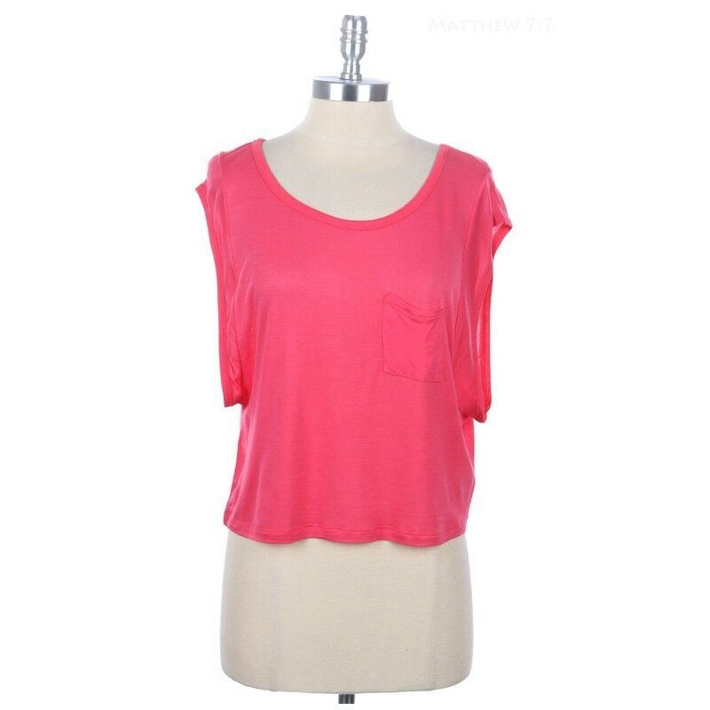 Cap Sleeve Solid Drop Armhole Cropped Top with Front Chest Pocket ...