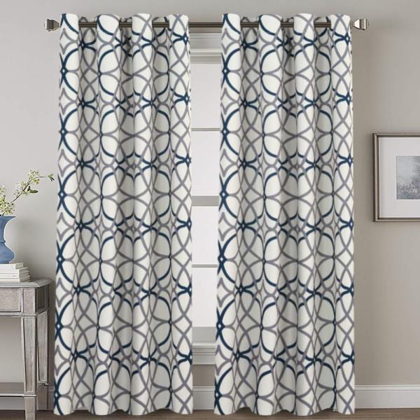 navy pinstripe curtain panels
