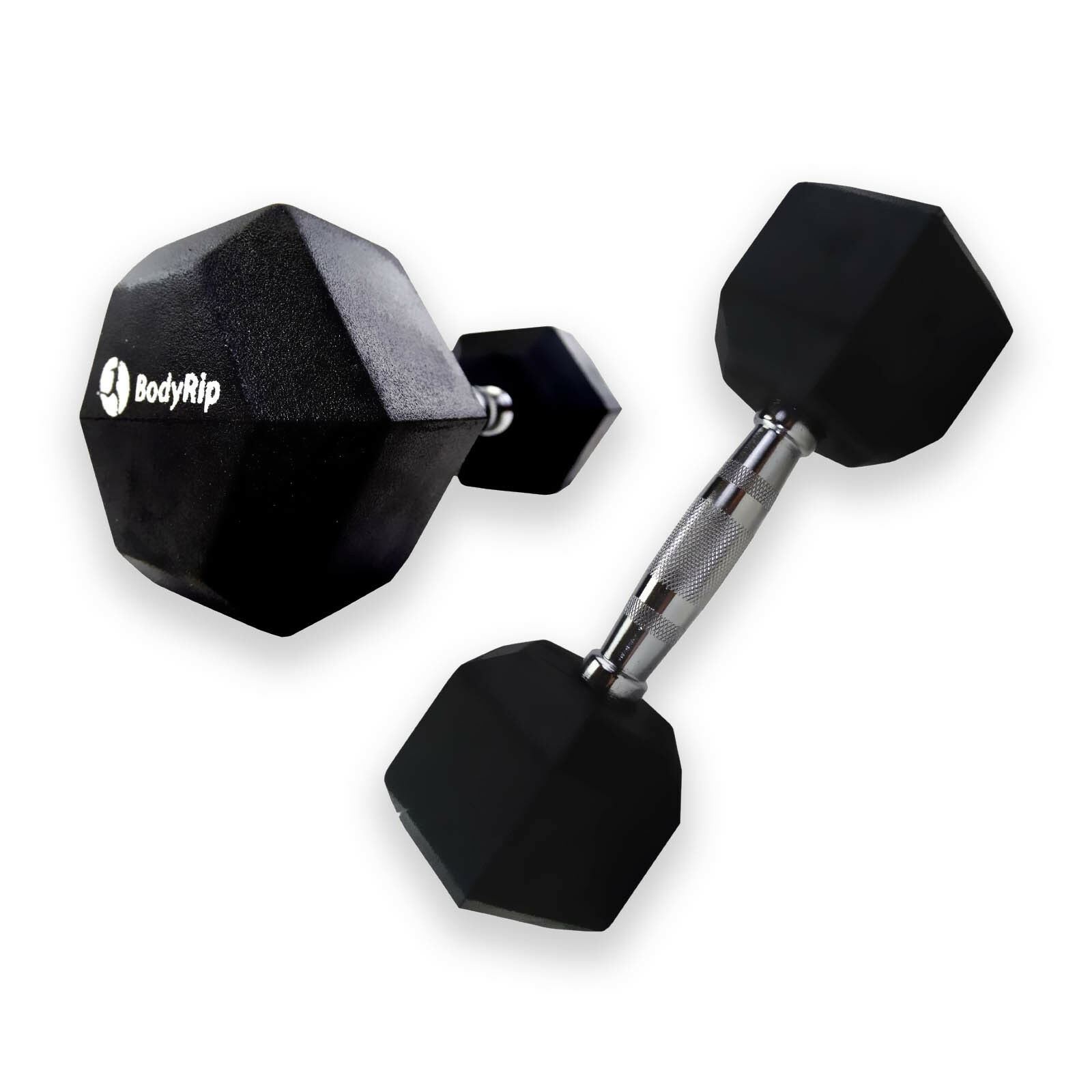 Hexagonal Dumbbells Weight Set Pair 5kgGym Exercise Rubber Encased by BodyRip 