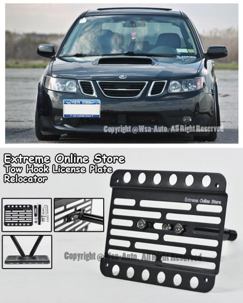 For 05 06 Saab 9 2x Front Bumper Tow Hook License Plate Relocator Mount Bracket Ebay