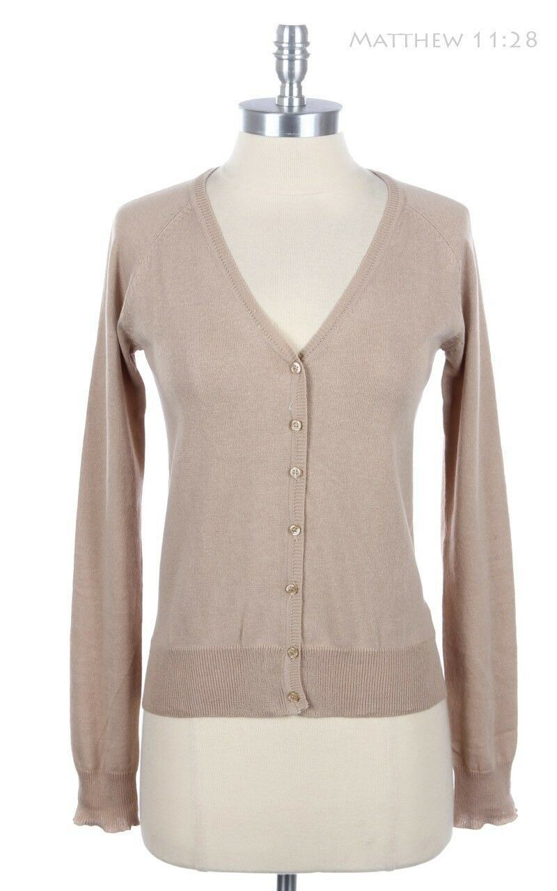 Button Down Front Long Sleeve V Neck Cardigan Ribbed Hem and Cuff ...