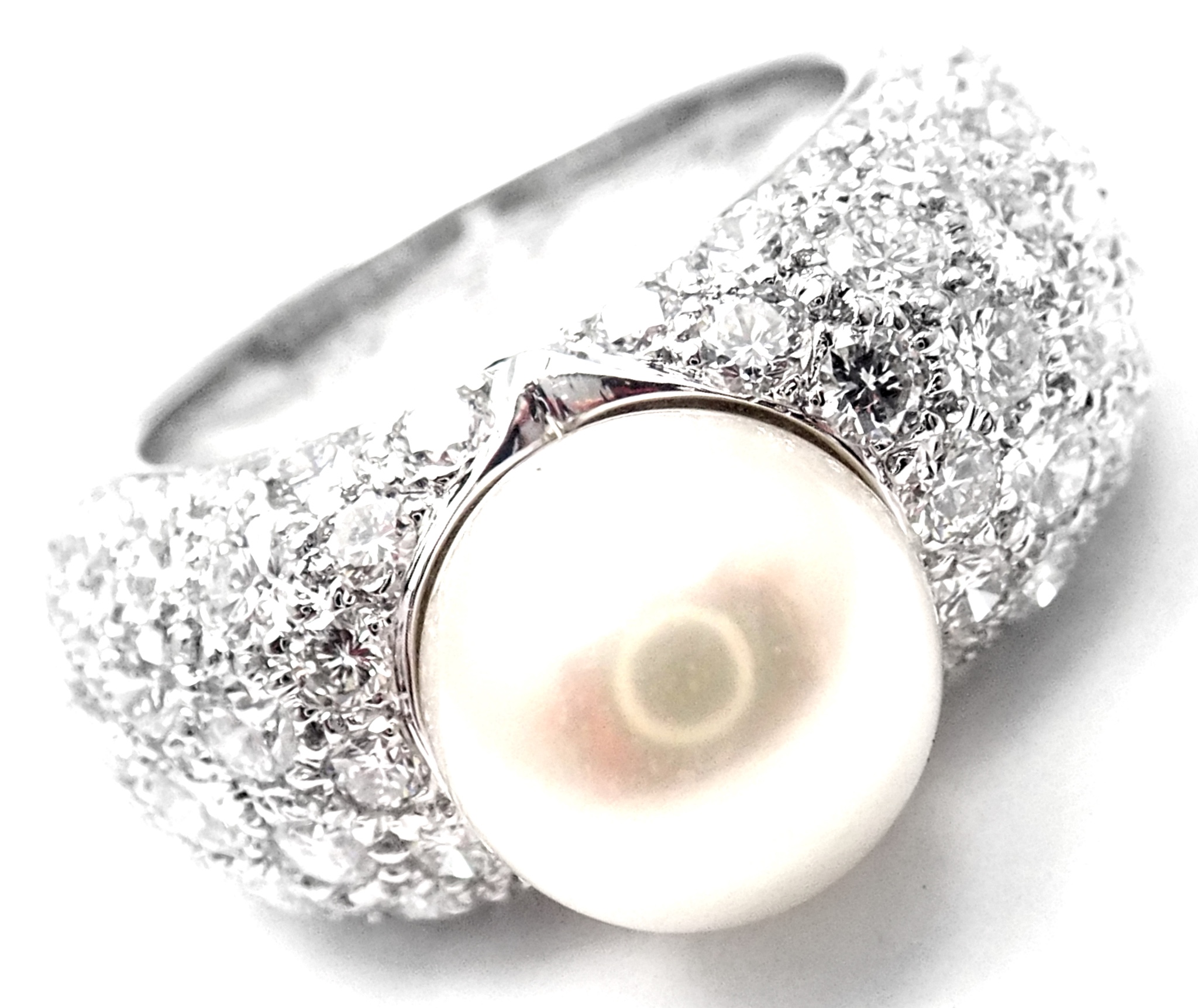 cartier diamond and pearl ring