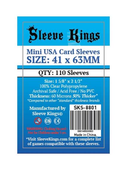 Sleeve Kings Mini USA American Board Game Sleeves Pack 41mm x 63mm