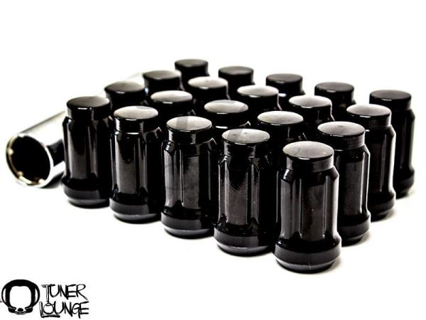 CPR Close Ended 17HEX Extended Steel Racing Wheel Lug Nuts 20PCS M12X1.5 Chrome Black 20 PCS with Key 