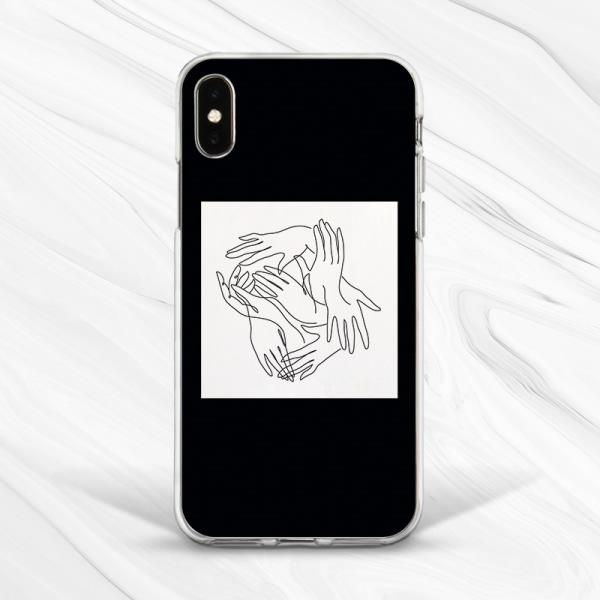 Line Art Drawing Hands Aesthetic Black Case For Iphone 7 8 Xs Xr 11 Pro Plus Max Ebay