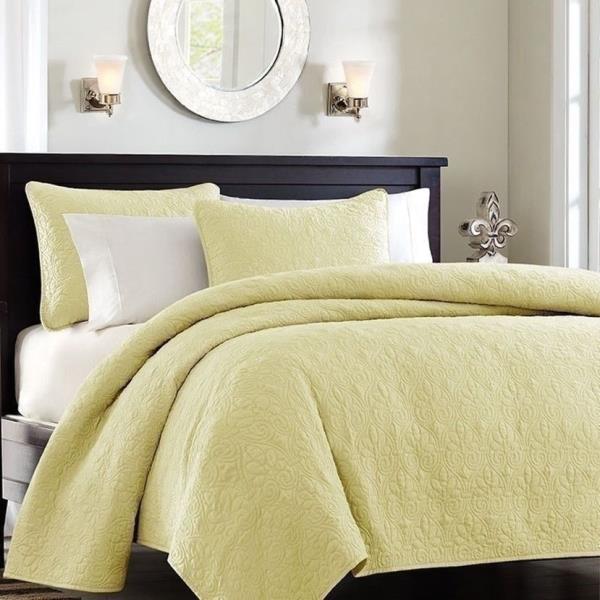 Solid Pale Yellow 3 Pc Quilt Set Coverlet Twin Xl Full Queen King