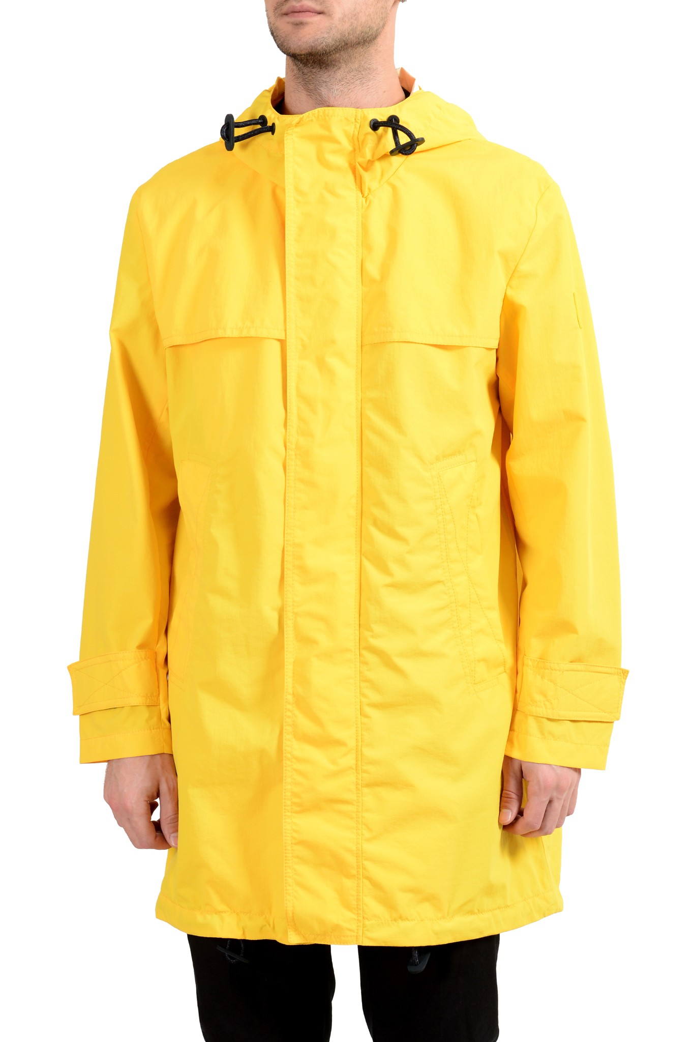 Yellow Full Zip Hooded Windbreaker Coat 