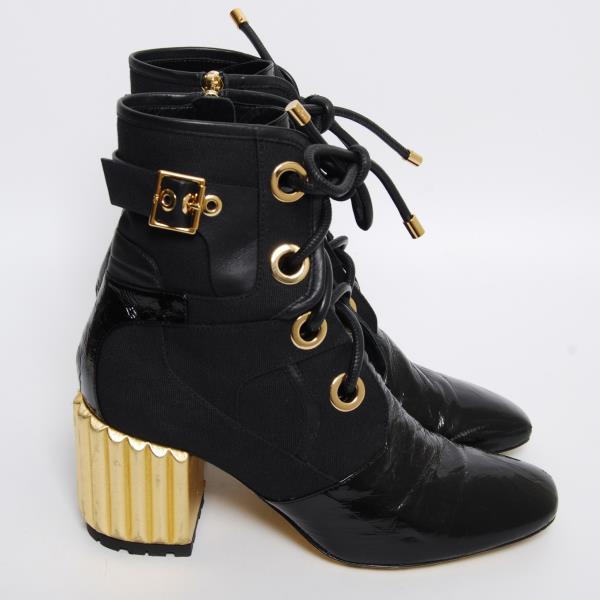 black leather square toe boots