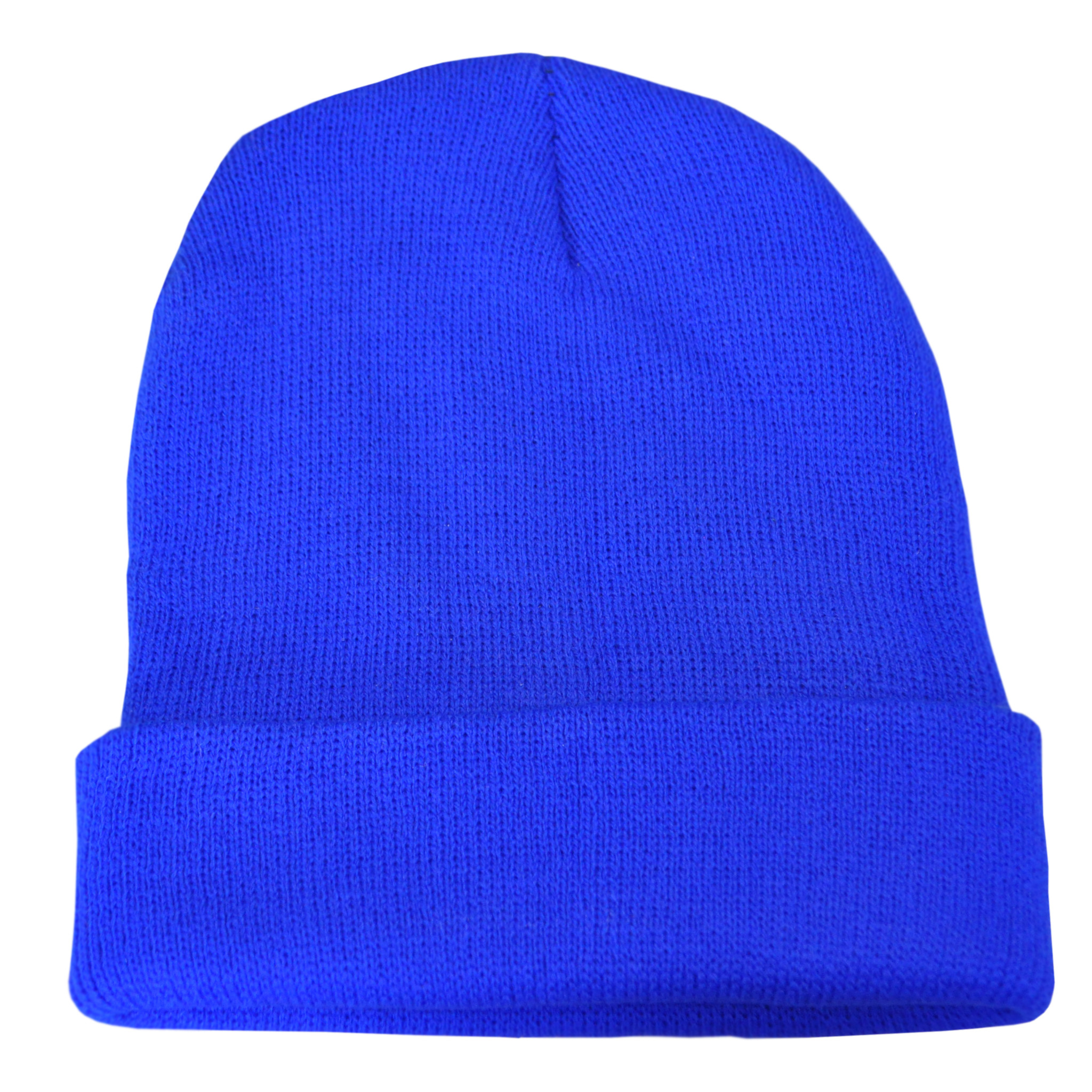 Royal Blue Plain Bright Colour Beanie Hat Casual Winter Warm Woolly Hat