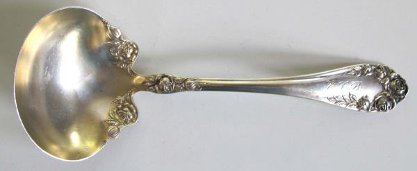Rose By Wallace Sterling Silver Gravy Ladle Goldwashed