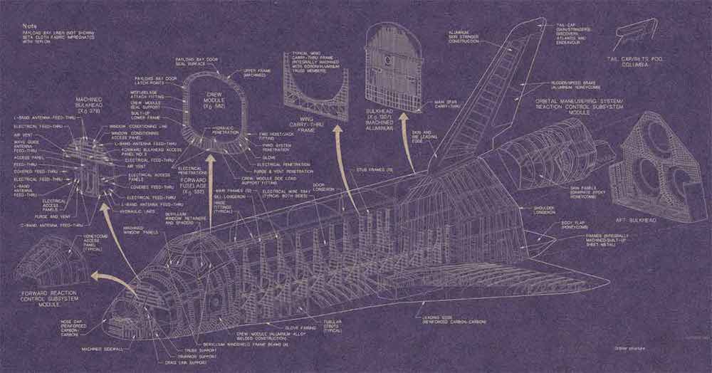 Space Shuttle Insulation Layout Set of 4 Blueprints Sourced from NASA ...