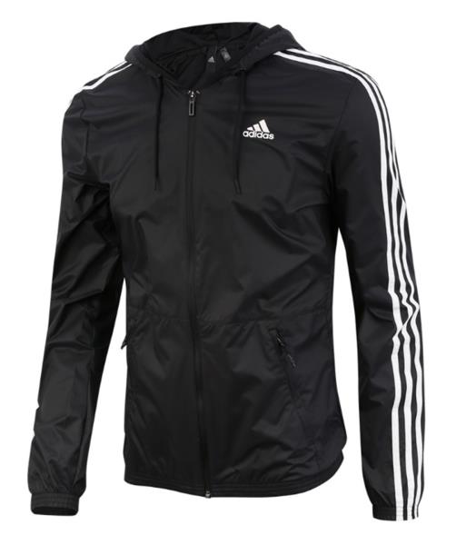 Adidas Men Essential 3S Wind Jacket Black White Hooded Top GYM Jackets  BS2232 | eBay