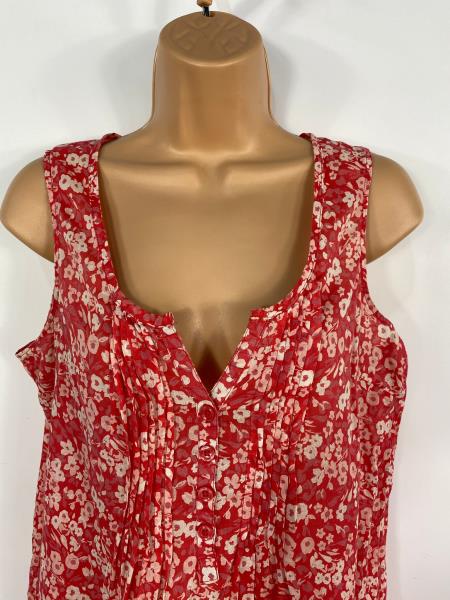 WOMENS PAPAYA MATALAN RED/WHITE FLORAL PART BUTTONED SUMMER TUNIC VEST ...