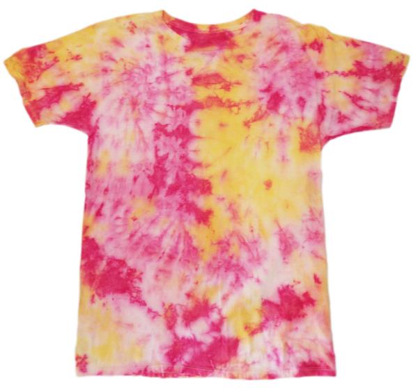 yellow and red tie dye shirt