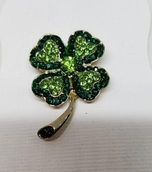 PATRICK/'S DAY PENDANT NECKLACE NEW CRYSTAL SHAMROCK GREEN FOUR LEAF CLOVER ST