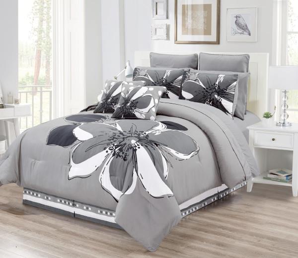 grey and white comforter twin xl