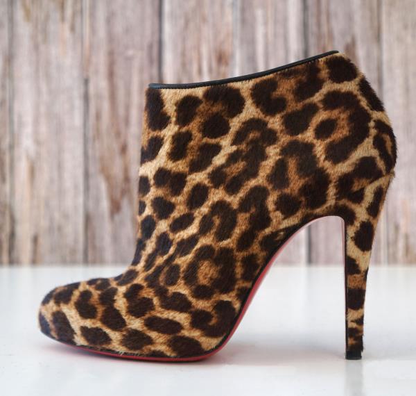 leopard print calf hair booties