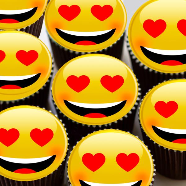 Emoji Heart Edible Icing Cake Toppers
