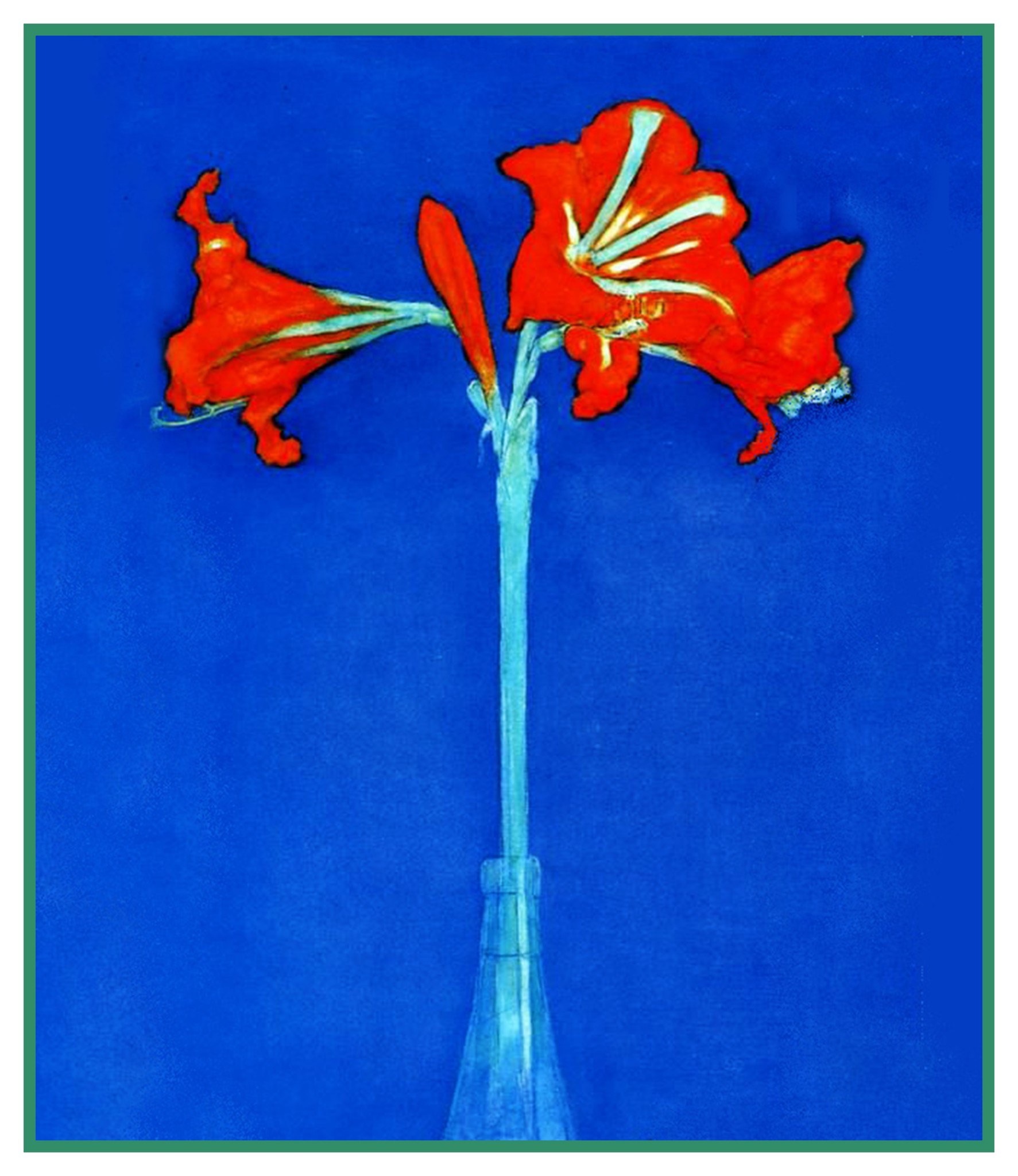 Amaryllis Flowers on Blue by Artist Piet Mondrian Counted Cross ...