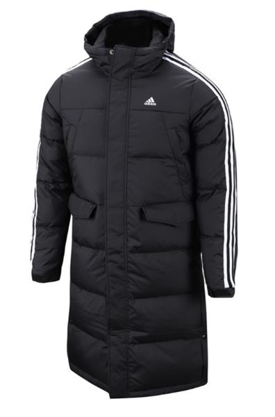 Adidas Men 3STR Long Down Coat Padded Jacket Black Warmer Top Parka ...