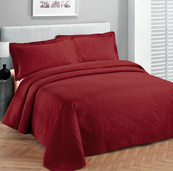Twin Xl Full Queen Cal King Bed Burgundy Red 3 Pc Quilt Set