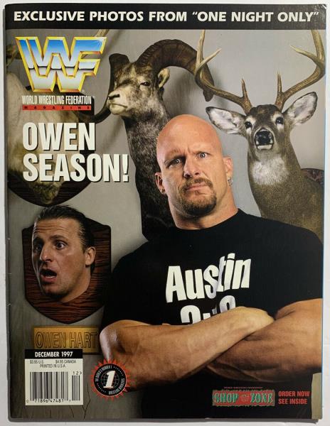 WWF Wrestling Magazine STEVE AUSTIN December 1997 wwe w/ Merchandise Catalo...