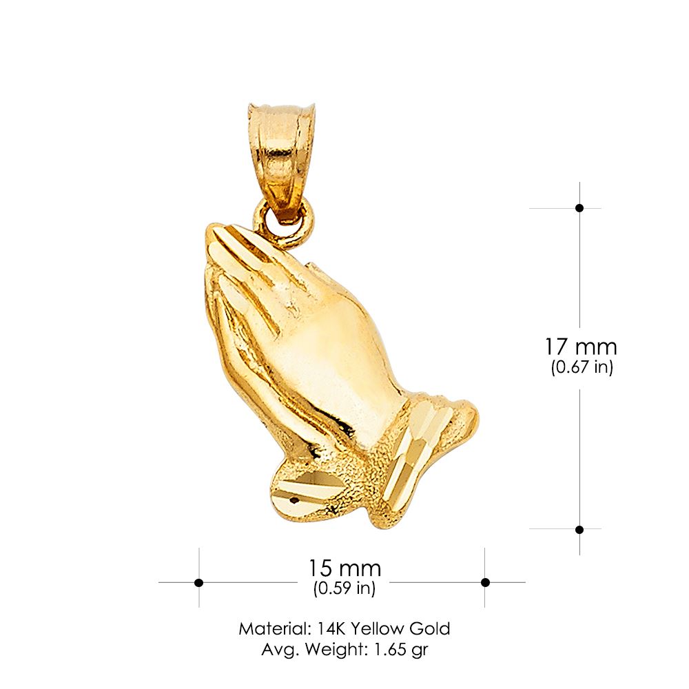 Ioka 14K Two Tone Gold Cubic Zirconia CZ Religious Praying Girl Charm Pendant For Necklace or Chain 