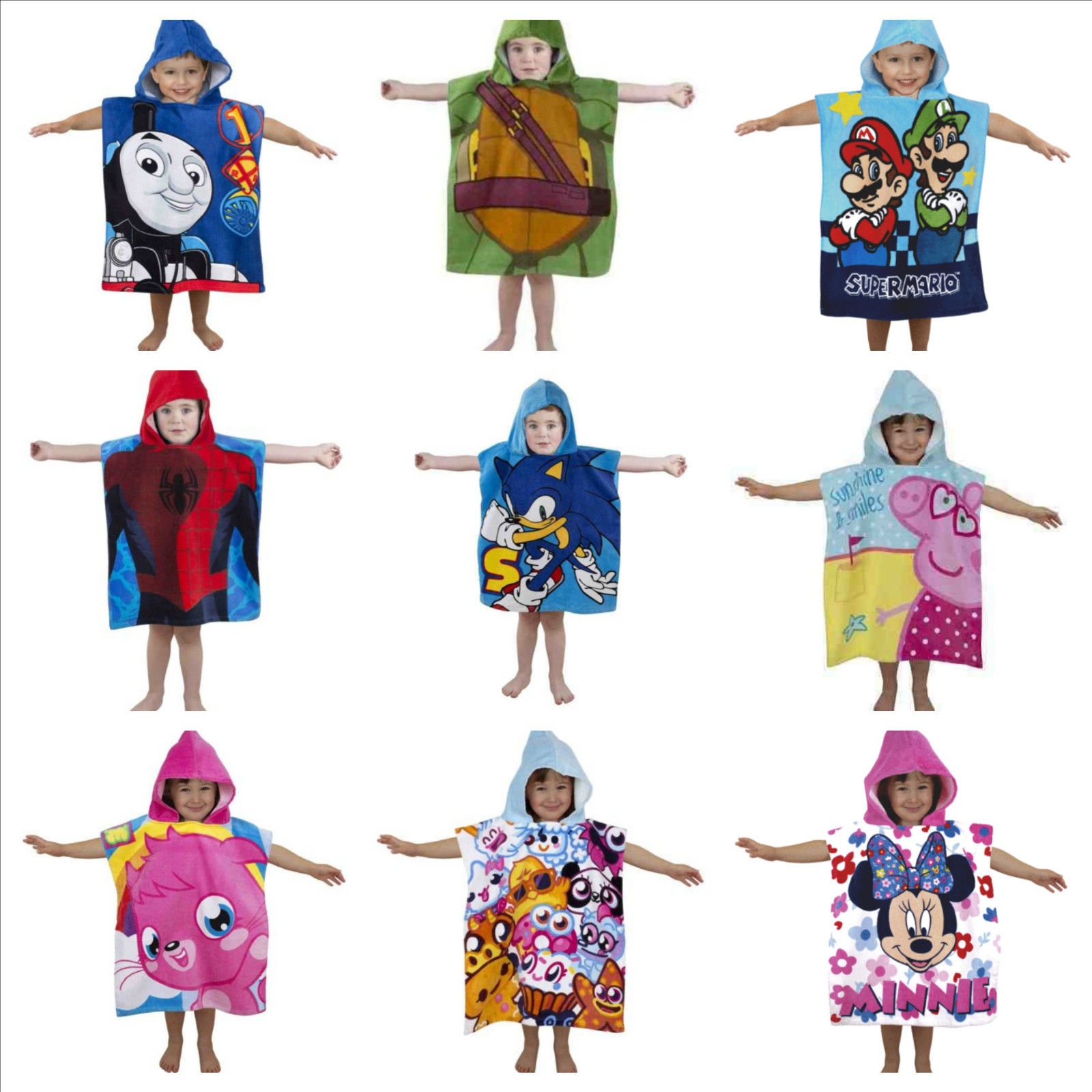 Disney Character Hooded Bath Beach Towel Poncho Kids Boys & Girls Marvel Frozen 