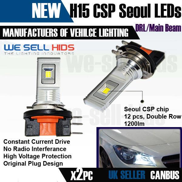 Ford Ranger 55w Super White Xenon HID High//Low//Canbus LED Side Headlight Bulbs