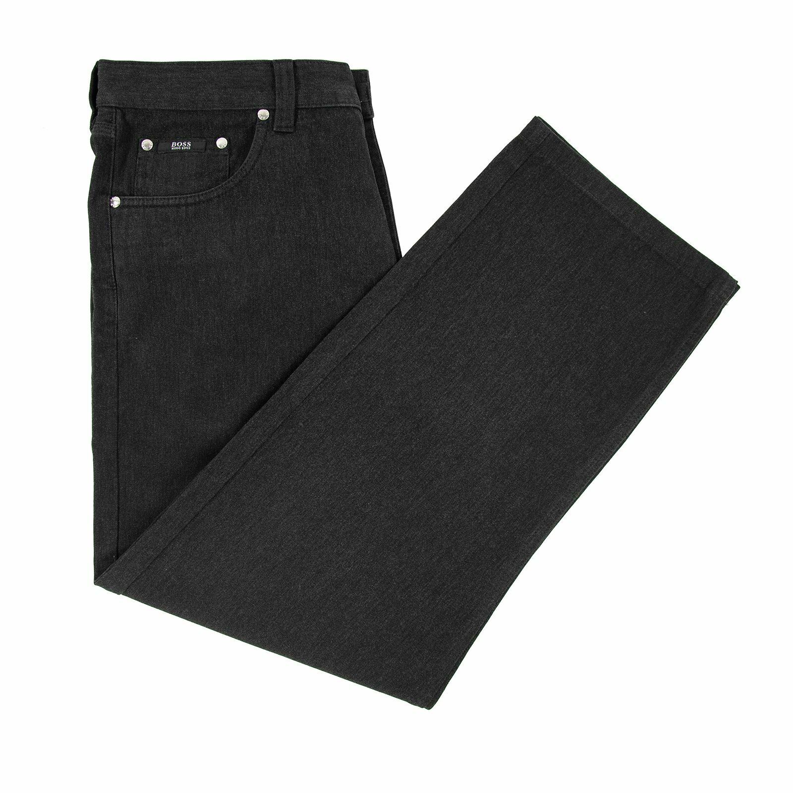 Hugo Boss Jet Black Wool Blend Twill Leather Jacron 5-Pocket Jean Cut