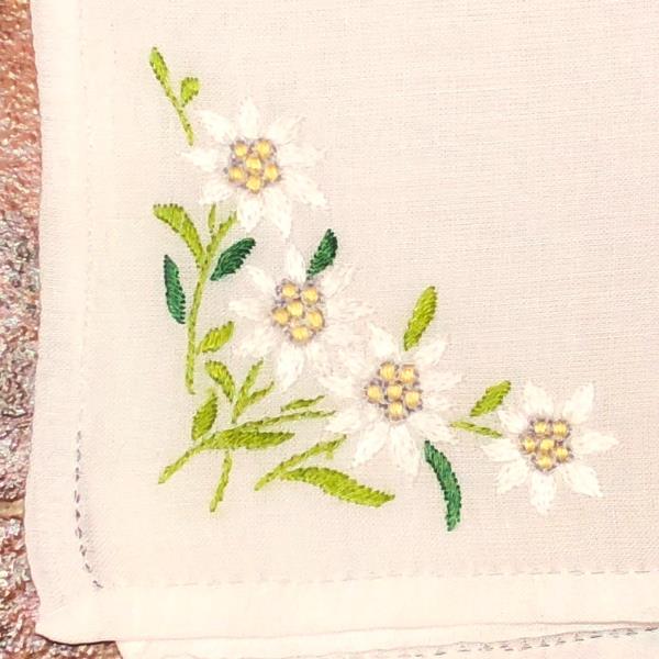 Vintage Romantic Wedding Handkerchief with Embroidered Flowers