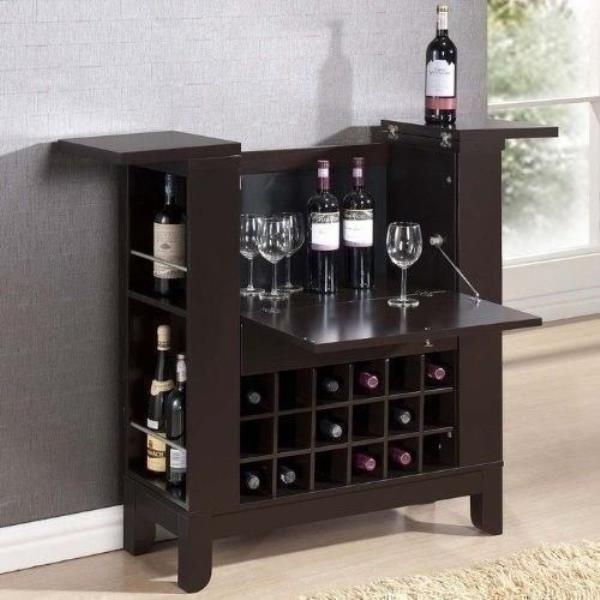 Dk Brown Dry Bar Wooden Liquor Cabinet Wine Rack Flip Top Storage